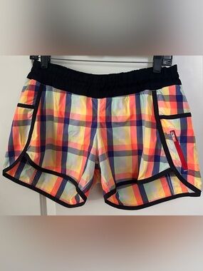 Lululemon Speed Short Plaid Run Shorts Lined Zip Pocket Women’s 8